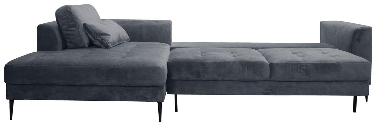 ECKSCHLAFSOFA in Mikrofaser Blaugrau  - Blaugrau/Schwarz, Modern, Textil (168/280cm) - Trendmanufaktur