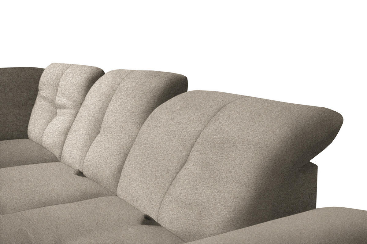 ECKSOFA in Flachgewebe Beige  - Beige/Schwarz, Design, Textil/Metall (313/242cm) - Xora