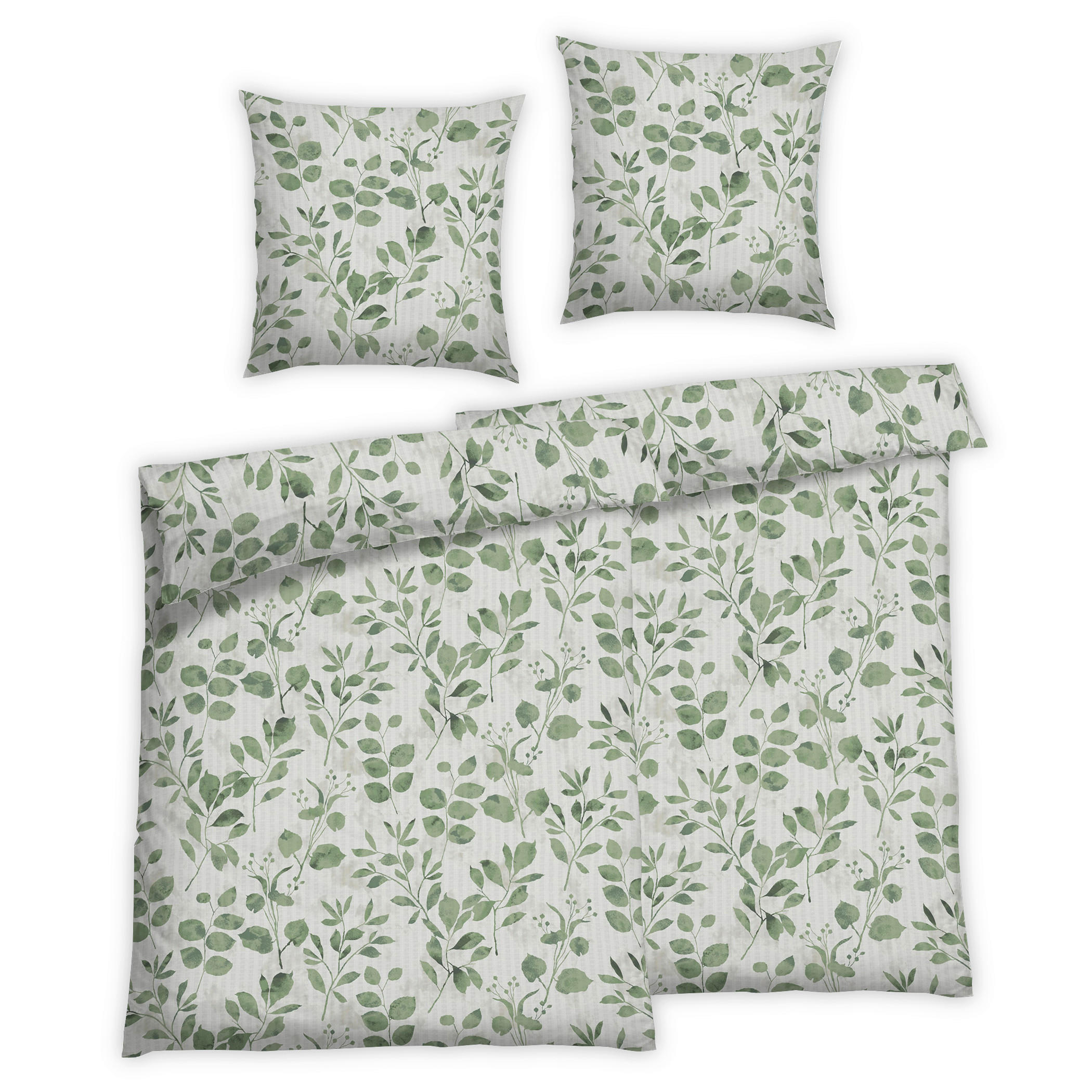 BETTWÄSCHE 4-teilig Seersucker 135/200 cm  - Salbeigrün, Basics, Textil (135/200cm) - Florella
