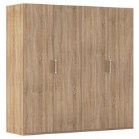 DREHTÜRENSCHRANK 201/197/60 cm,  in Sonoma Eiche, 4 Tür(en)  - Silberfarben/Sonoma Eiche, Design, Holzwerkstoff/Kunststoff (201/197/60cm) - Novel