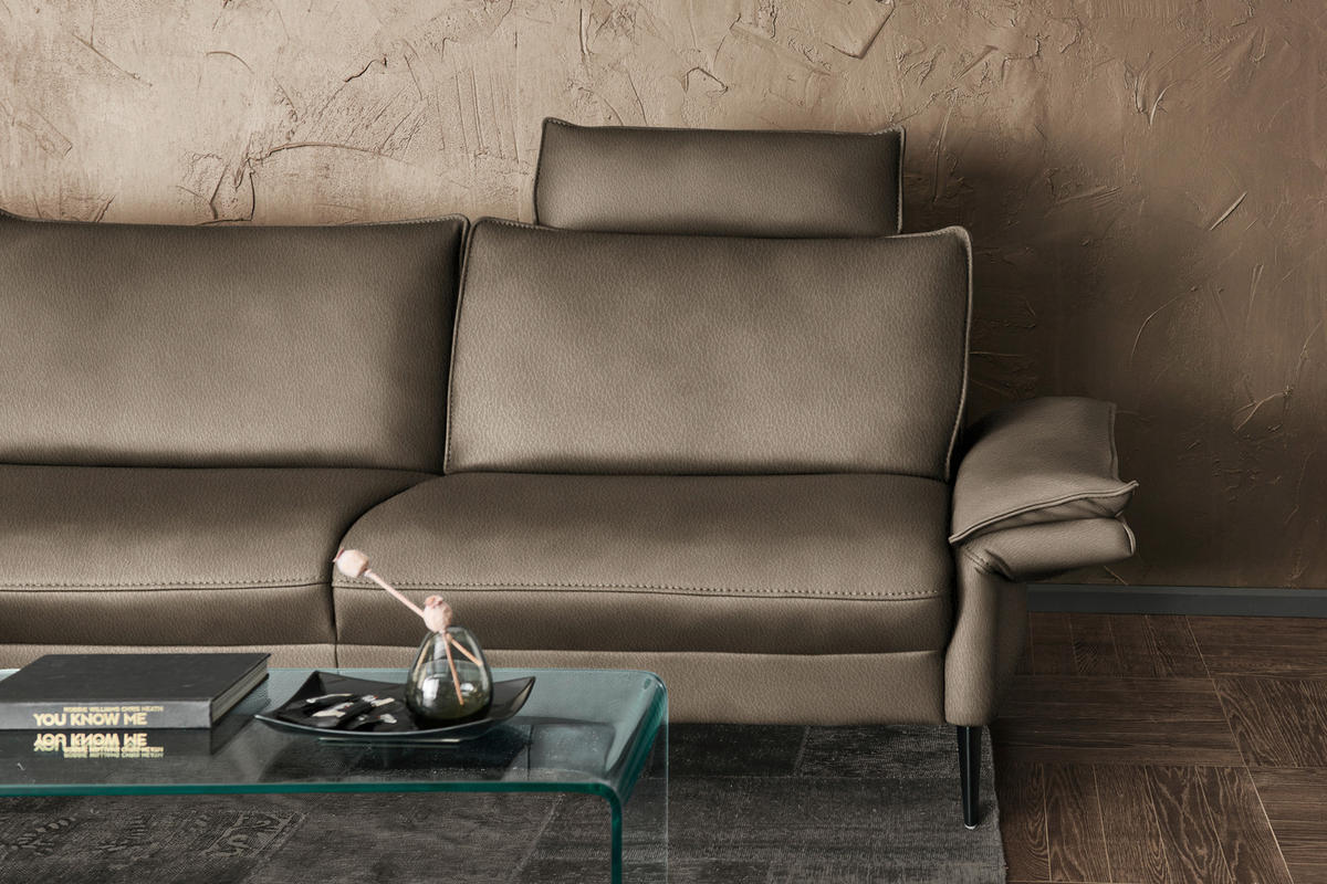 ECKSOFA  in Echtleder Taupe  172/334 cm  - Taupe/Schwarz, Design, Leder/Metall (172/334cm) - Hukla
