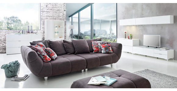 MEGASOFA in Textil Anthrazit, Multicolor - Chromfarben/Anthrazit, Design, Kunststoff/Textil (300/87/133cm) - Hom`in
