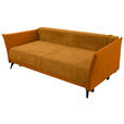 SCHLAFSOFA mit Liegefunktion, Rücken echt Cord, Flachgewebe Currygelb - Currygelb/Schwarz, KONVENTIONELL, Textil/Metall (223/72/100cm) - Carryhome