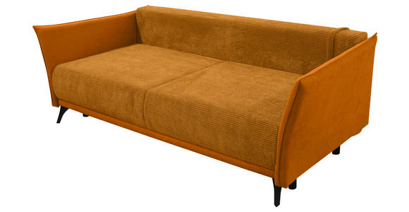SCHLAFSOFA mit Liegefunktion, Rücken echt Cord, Flachgewebe Currygelb - Currygelb/Schwarz, KONVENTIONELL, Textil/Metall (223/72/100cm) - Carryhome