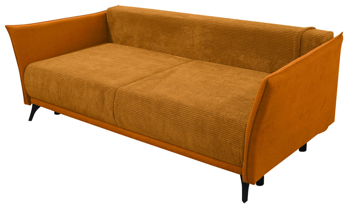 SCHLAFSOFA Cord, Flachgewebe Currygelb  - Currygelb/Schwarz, KONVENTIONELL, Textil/Metall (223/72/100cm) - Carryhome