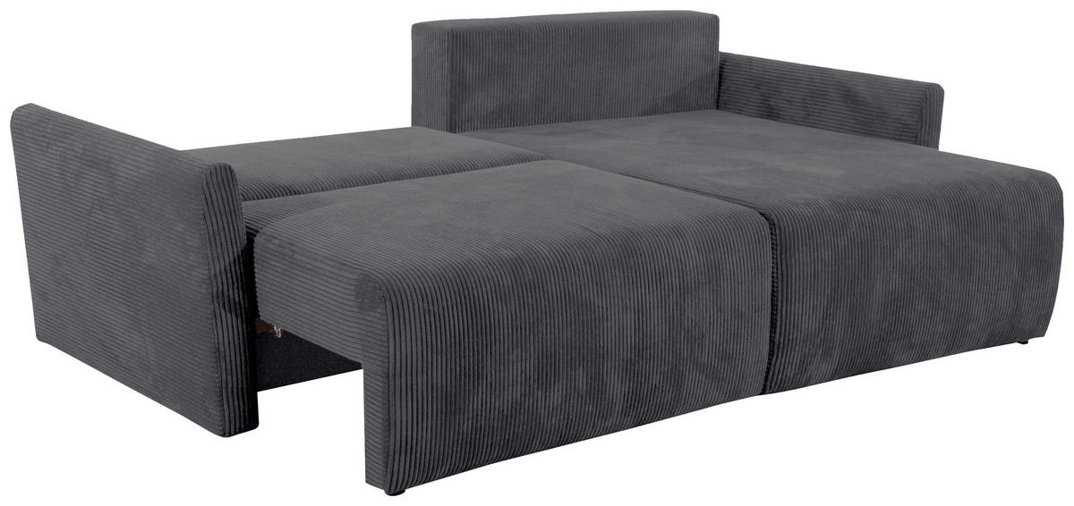 ECKSOFA in Cord Grau  - Schwarz/Grau, Konventionell, Kunststoff/Textil (228/146cm) - MID.YOU