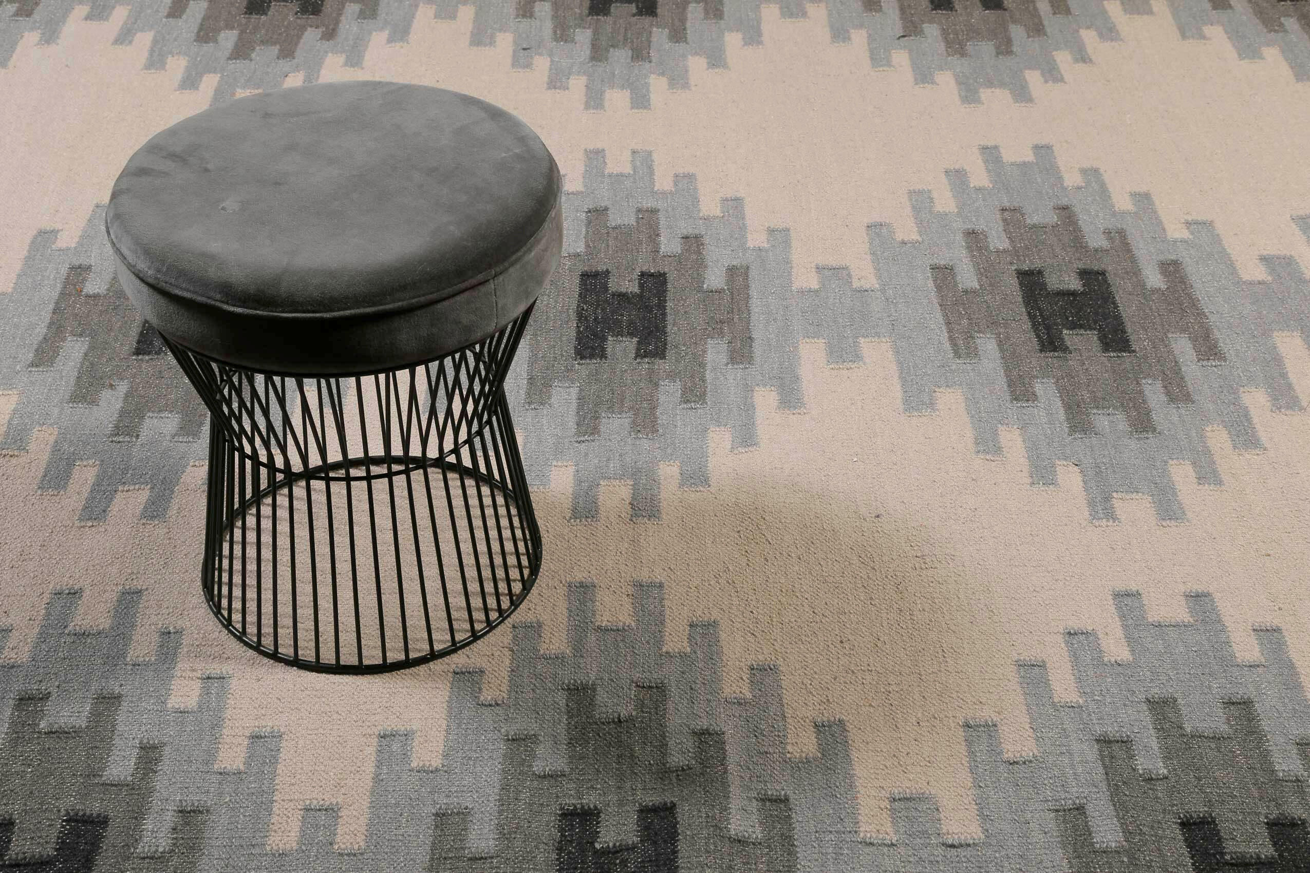 Thumbnail - Handwebteppich Belle, Creme, Grau, Textil, Raute, rechteckig, 160x230 cm, für Fußbodenheizung geeignet, in verschiedenen...