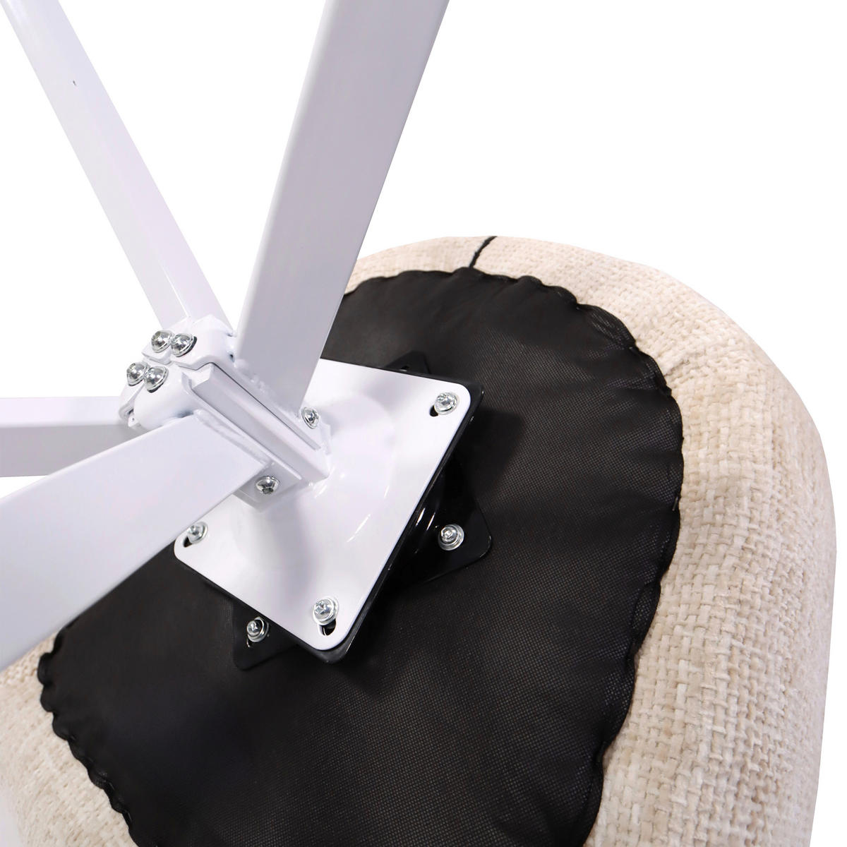 ARMLEHNSTUHL  Sitzfläche 180° drehbar Flachgewebe  Beige  - Beige/Weiß, MODERN, Textil/Metall (59/85/63cm) - MID.YOU