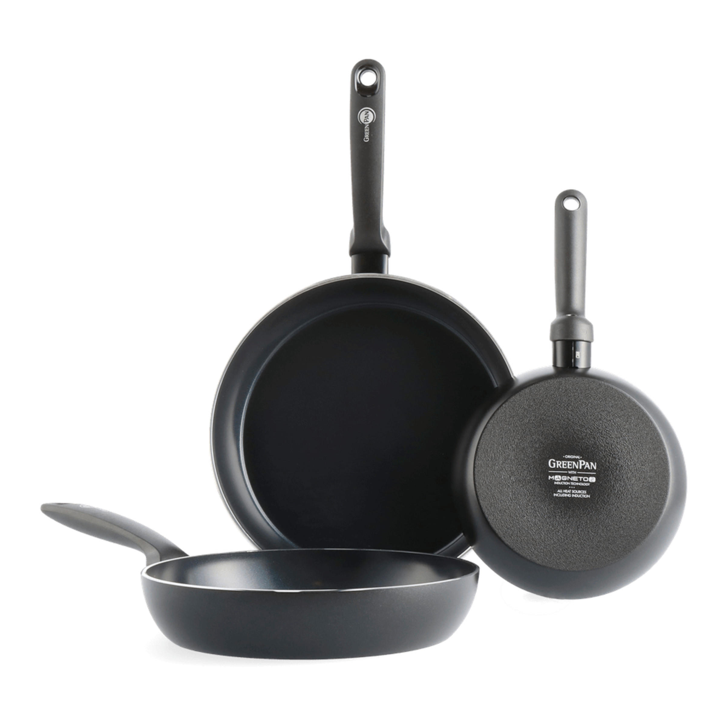 PFANNENSET Torino Aluminium 3-teilig  - Schwarz, Basics, Kunststoff/Metall - GreenPan