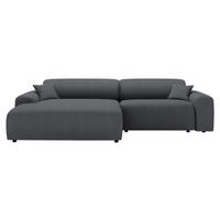 ECKSOFA in Velours, Feincord Dunkelgrau  178/292 cm  - Dunkelgrau/Schwarz, Design, Kunststoff/Textil (178/292cm) - home24