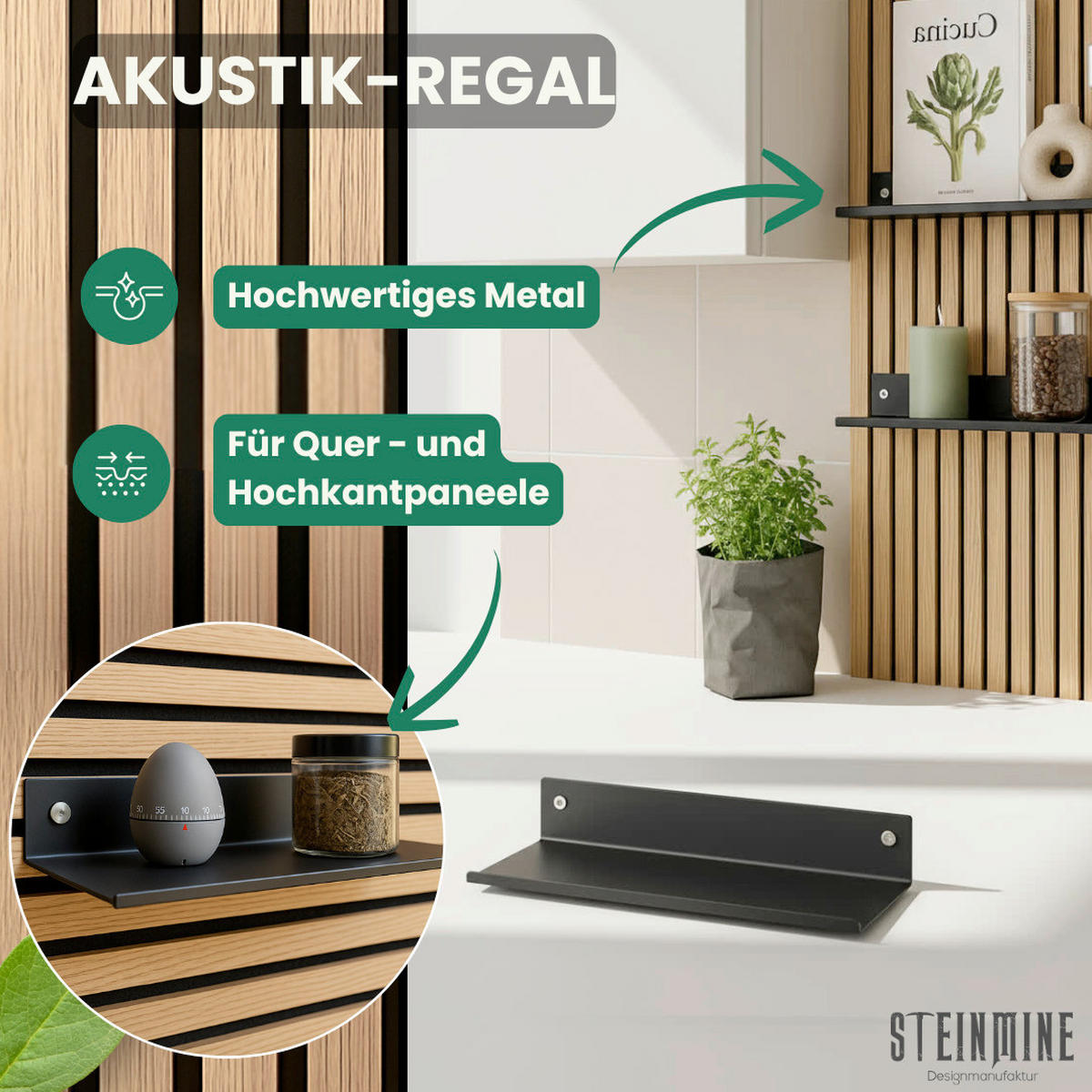 AKUSTIKPANEEL  - Schwarz, Basics, Metall (24/13/8,5cm)