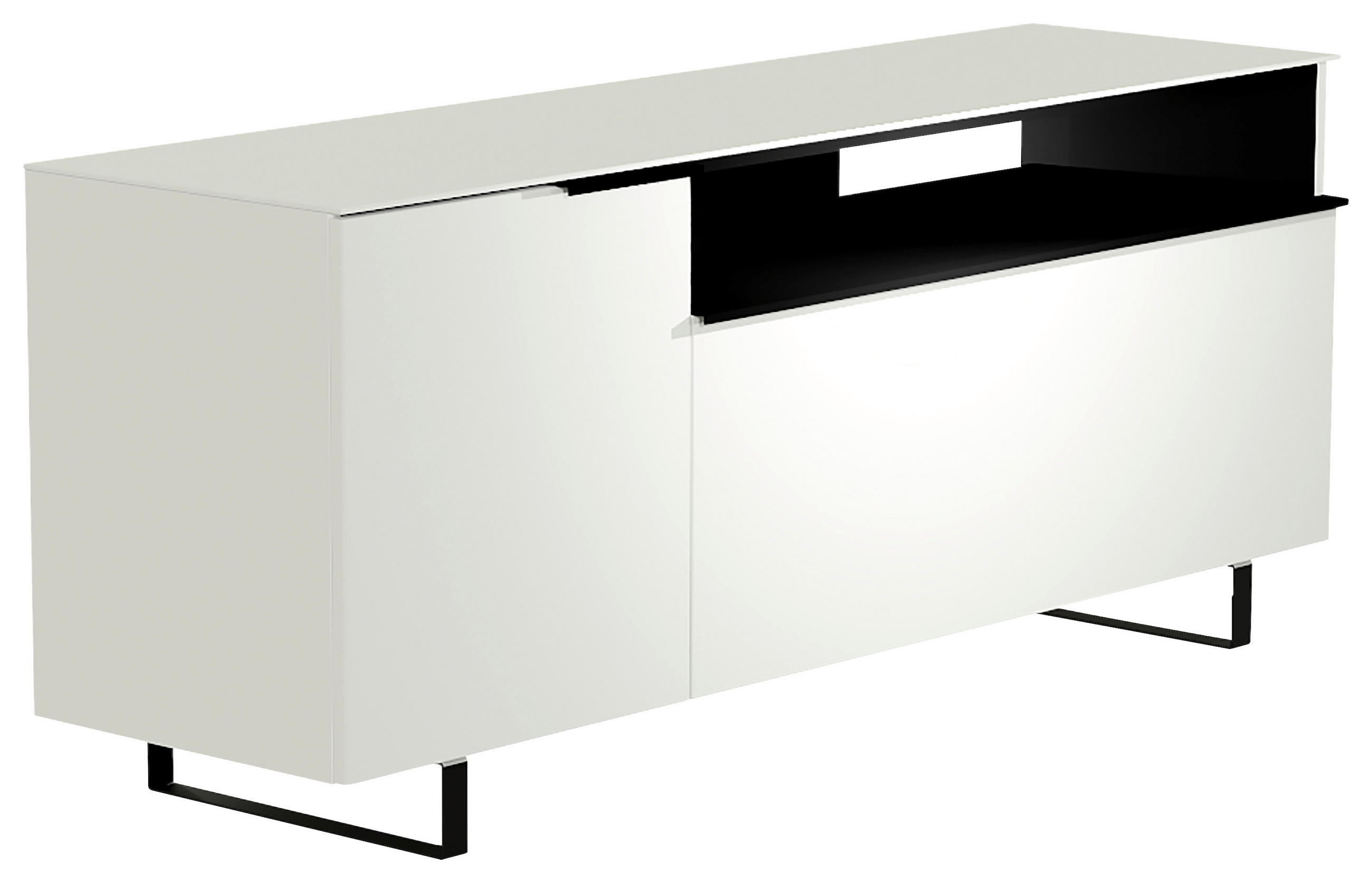 LOWBOARD  160/66/45 cm  Typenauswahl, Beimöbel erhältlich, stehend, Abdeckplatte aus Glas  - Schwarz/Weiß, Design, Glas/Holzwerkstoff (160/66/45cm) - Moderano