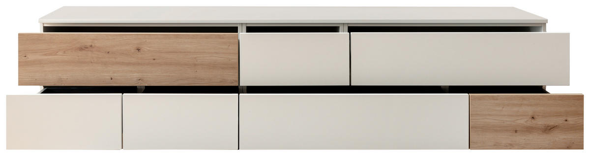 SIDEBOARD Weiss, Eiche Artisan  250/52/45 cm  - Weiss/Silberfarben, Design, Holzwerkstoff/Kunststoff (250/52/45cm) - Moderano