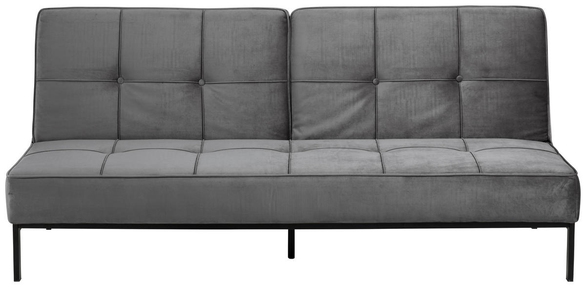 SCHLAFSOFA  in Samt Dunkelgrau  - Dunkelgrau/Schwarz, Trend, Textil/Metall (198/87/95cm) - MID.YOU