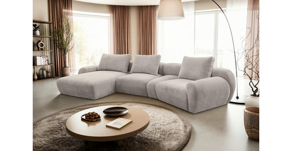 ECKSOFA  in Chenille Hellgrau  176/362 cm  - Hellgrau/Schwarz, KONVENTIONELL, Kunststoff/Textil (176/362cm) - Carryhome