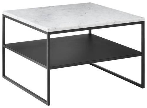 COUCHTISCH 65/65/41 cm quadratisch Weiß  - Schwarz/Weiß, Design, Stein/Metall (65/65/41cm) - Johann Jakob