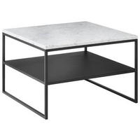 COUCHTISCH in Metall, Stein 65/65/41 cm  - Schwarz/Weiß, Design, Stein/Metall (65/65/41cm) - Johann Jakob