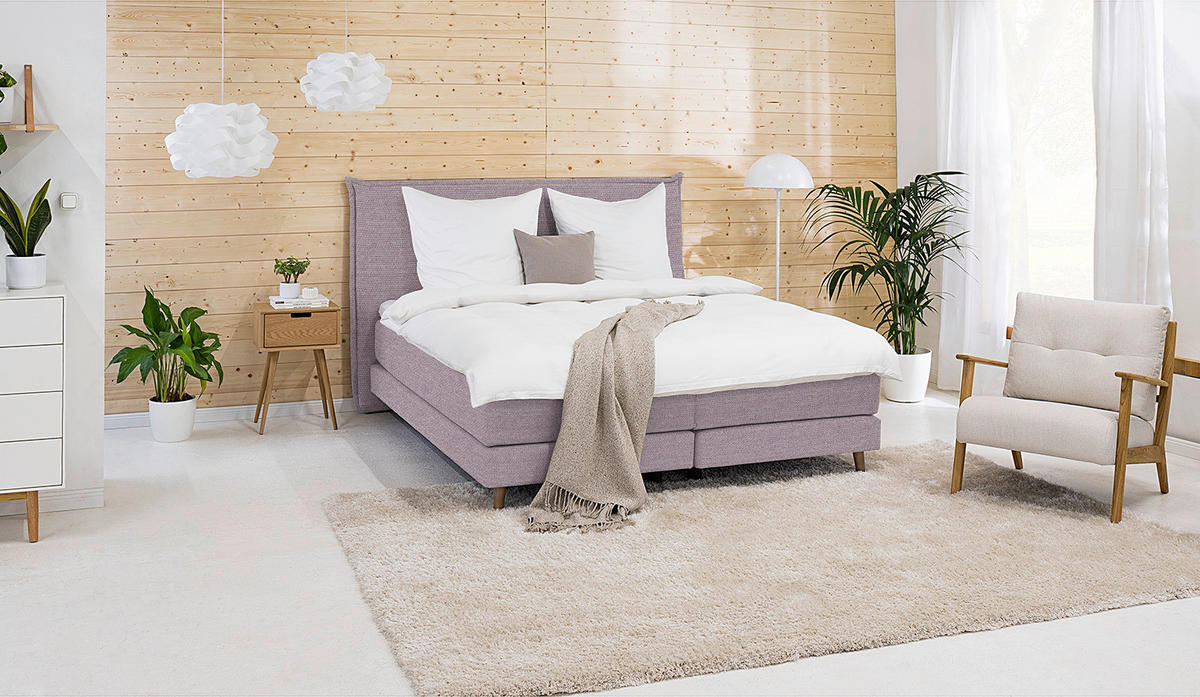 BOXSPRINGBETT 180/200 cm  in Flieder  - Eichefarben/Flieder, Design, Holzwerkstoff/Textil (180/200cm) - home24