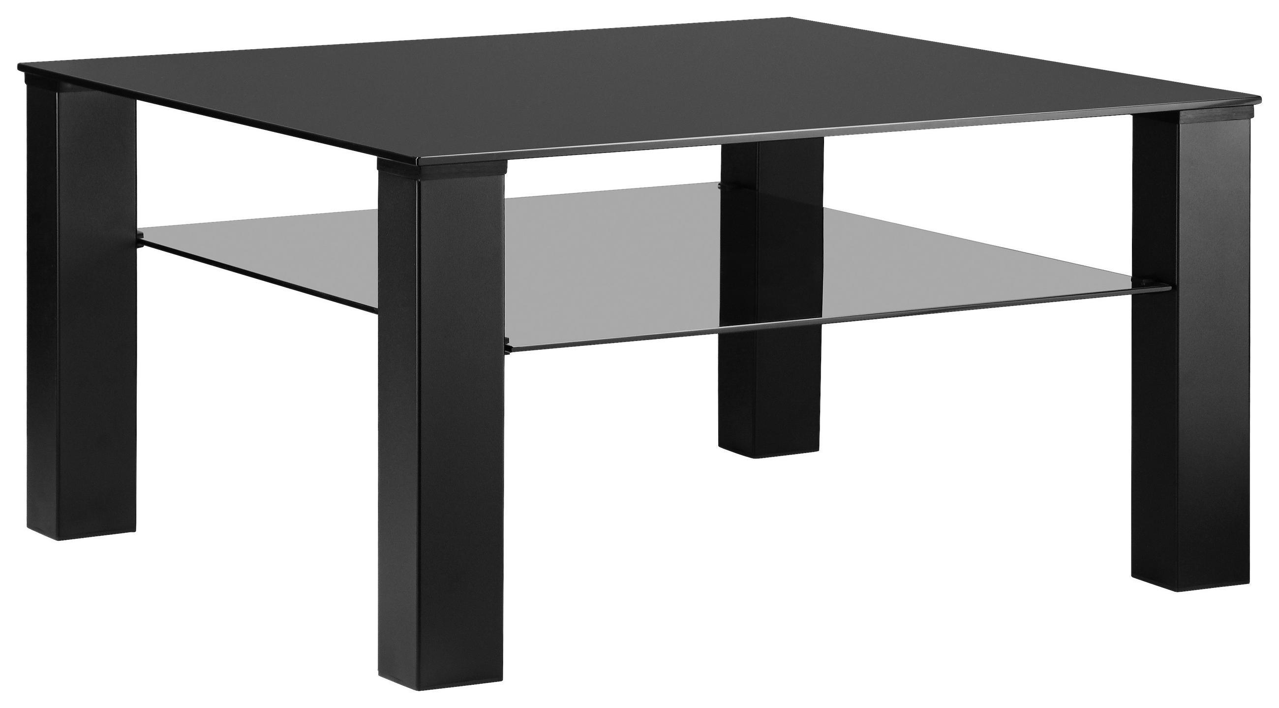 COUCHTISCH in Metall, Glas 80/80/42 cm  - Schwarz/Grau, Design, Glas/Metall (80/80/42cm) - Novel