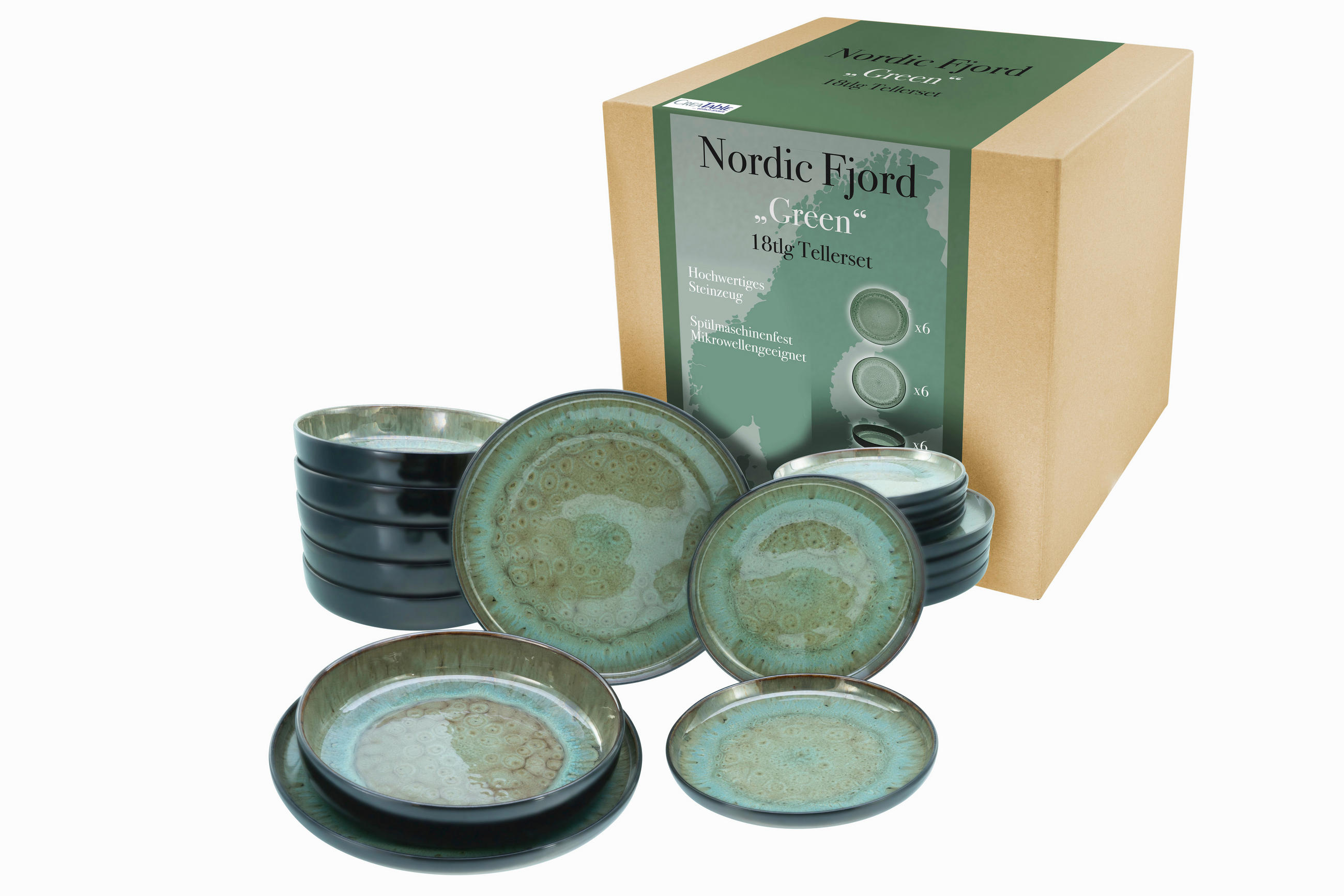 SERVIS 18 delar  - grön, Trend, keramik (44/43/32null) - Creatable