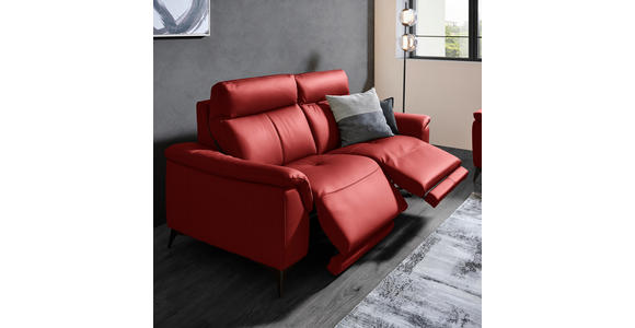 3-SITZER-SOFA  in Echtleder Rot   - Rot/Schwarz, Design, Leder/Metall (207/107/98cm) - Belluti