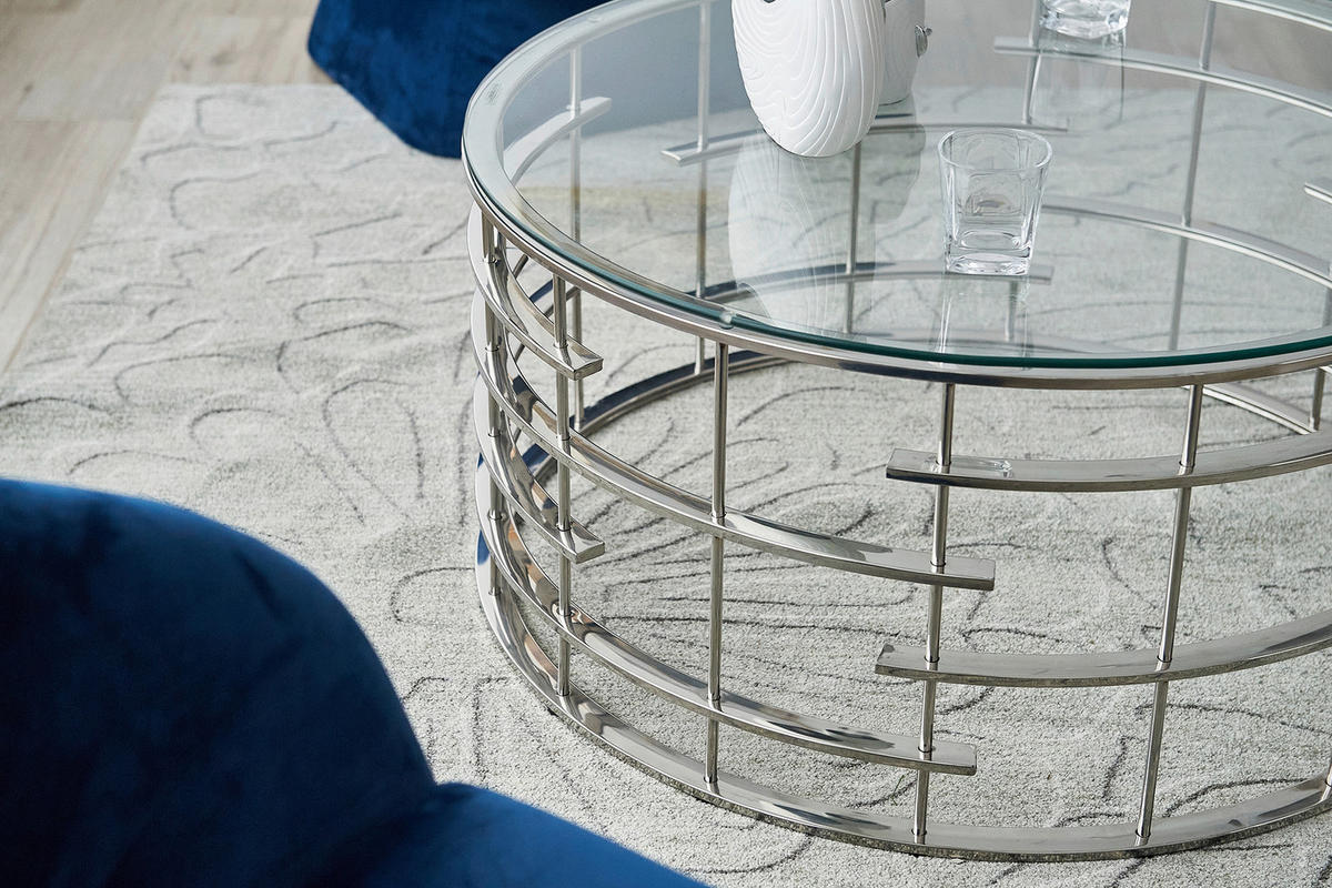 COUCHTISCH in Metall, Glas 90/90/42 cm  - Silberfarben, Design, Glas/Metall (90/90/42cm) - Livetastic