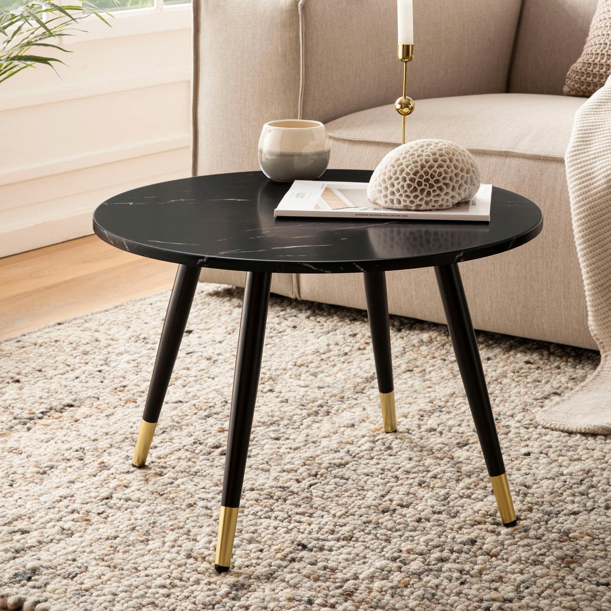 COUCHTISCH in Holzwerkstoff 60/60/41 cm  - Goldfarben/Schwarz, Design, Holzwerkstoff/Metall (60/60/41cm) - MID.YOU