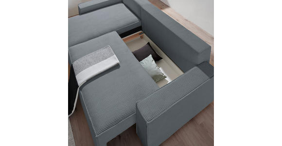 ECKSOFA in Cord, Webstoff Dunkelgrau  - Dunkelgrau/Schwarz, MODERN, Holz/Textil (157/265cm) - Carryhome