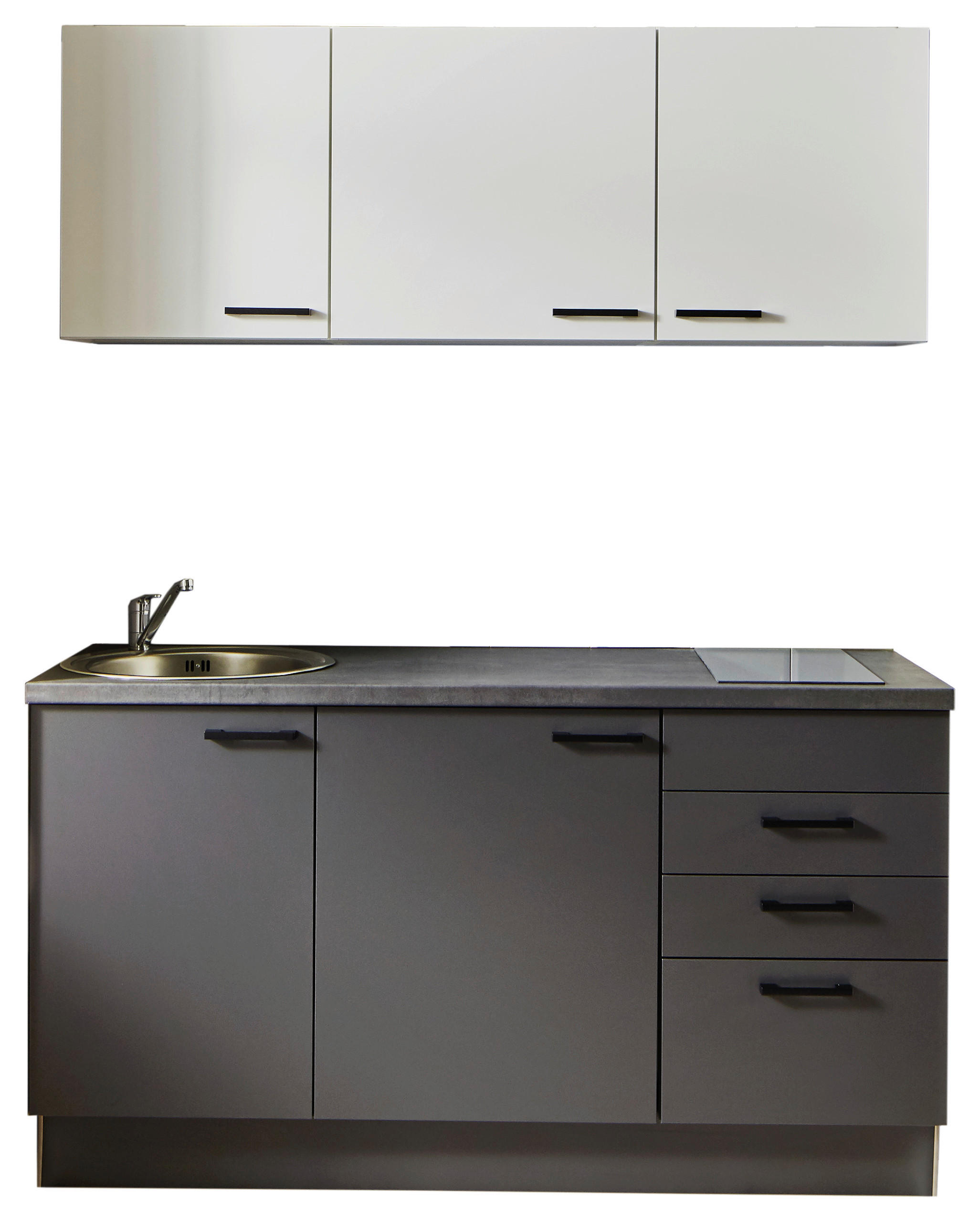 Pino Küchenleerblock PN 80 Graphit, Weiß 160 cm
