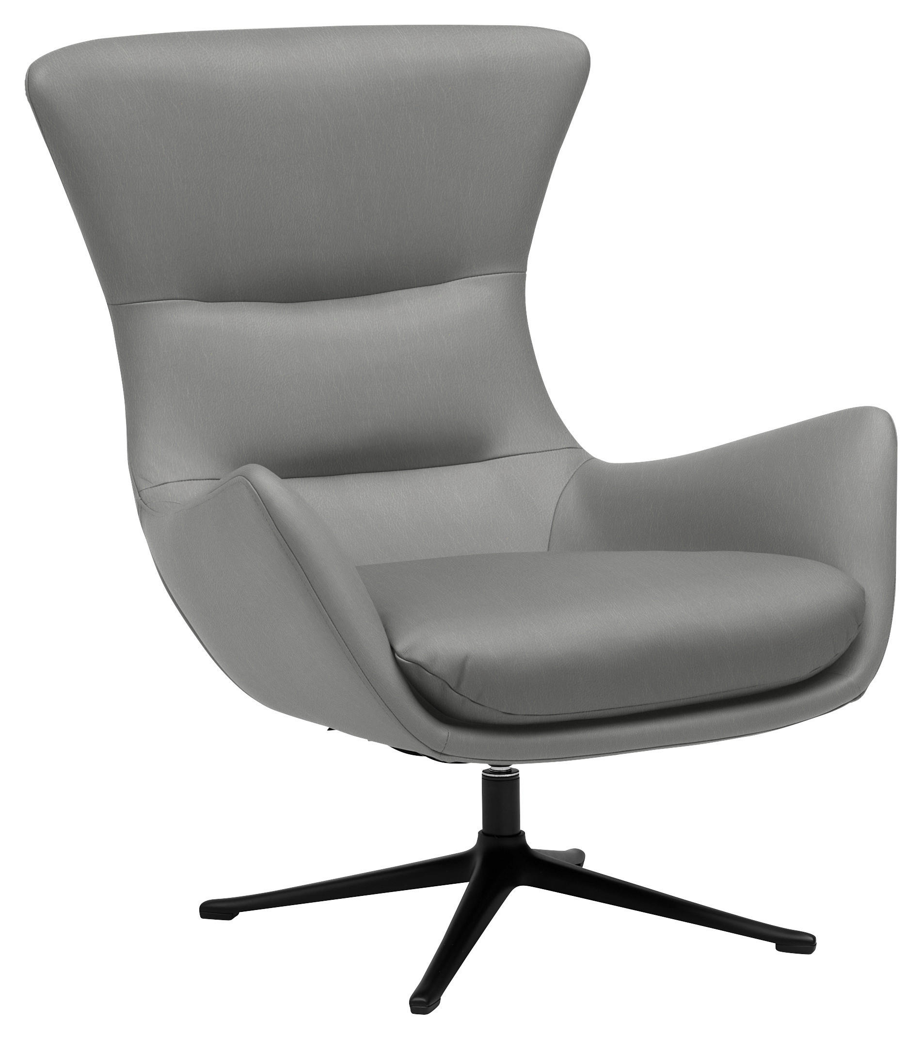 OHRENSESSEL in Grau  - Schwarz/Grau, Design, Leder/Metall (84/104/96cm) - home24