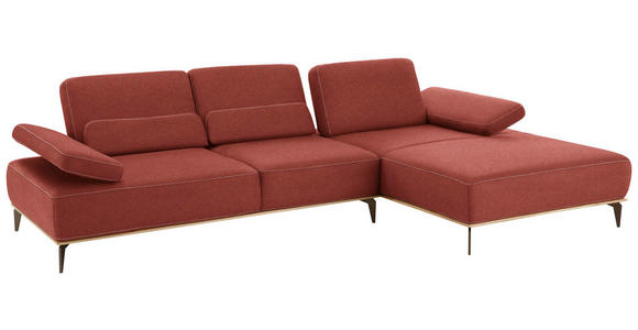 WOHNLANDSCHAFT in Textil Rot - Beige/Rot, Natur, Textil/Metall (298/178cm) - Valnatura
