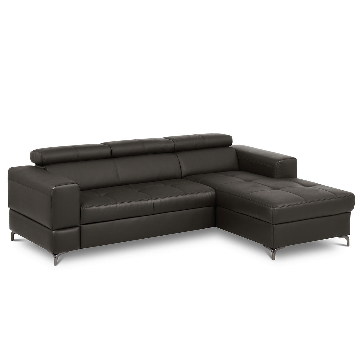 ECKSOFA  in Lederlook Echtleder Dunkelbraun  - Dunkelbraun/Schwarz, Design, Leder/Textil (247/173cm) - Livetastic