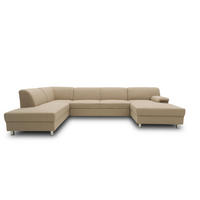 WOHNLANDSCHAFT Beige Webstoff  - Chromfarben/Beige, KONVENTIONELL, Textil/Metall (195/308/150cm) - MID.YOU