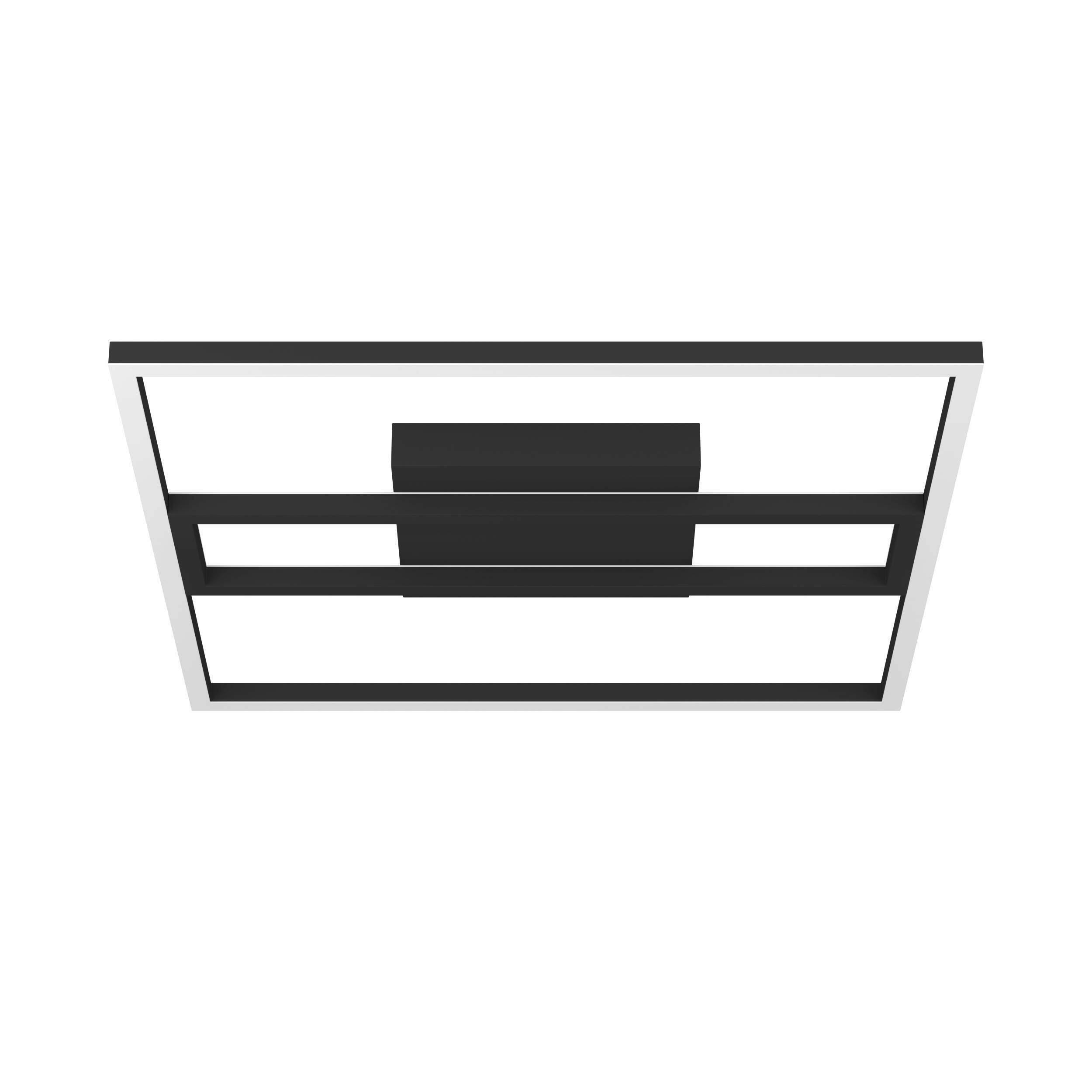 DECKENLEUCHTE 45/45/3,5 cm    - Schwarz/Weiß, Design, Kunststoff/Metall (45/45/3,5cm)