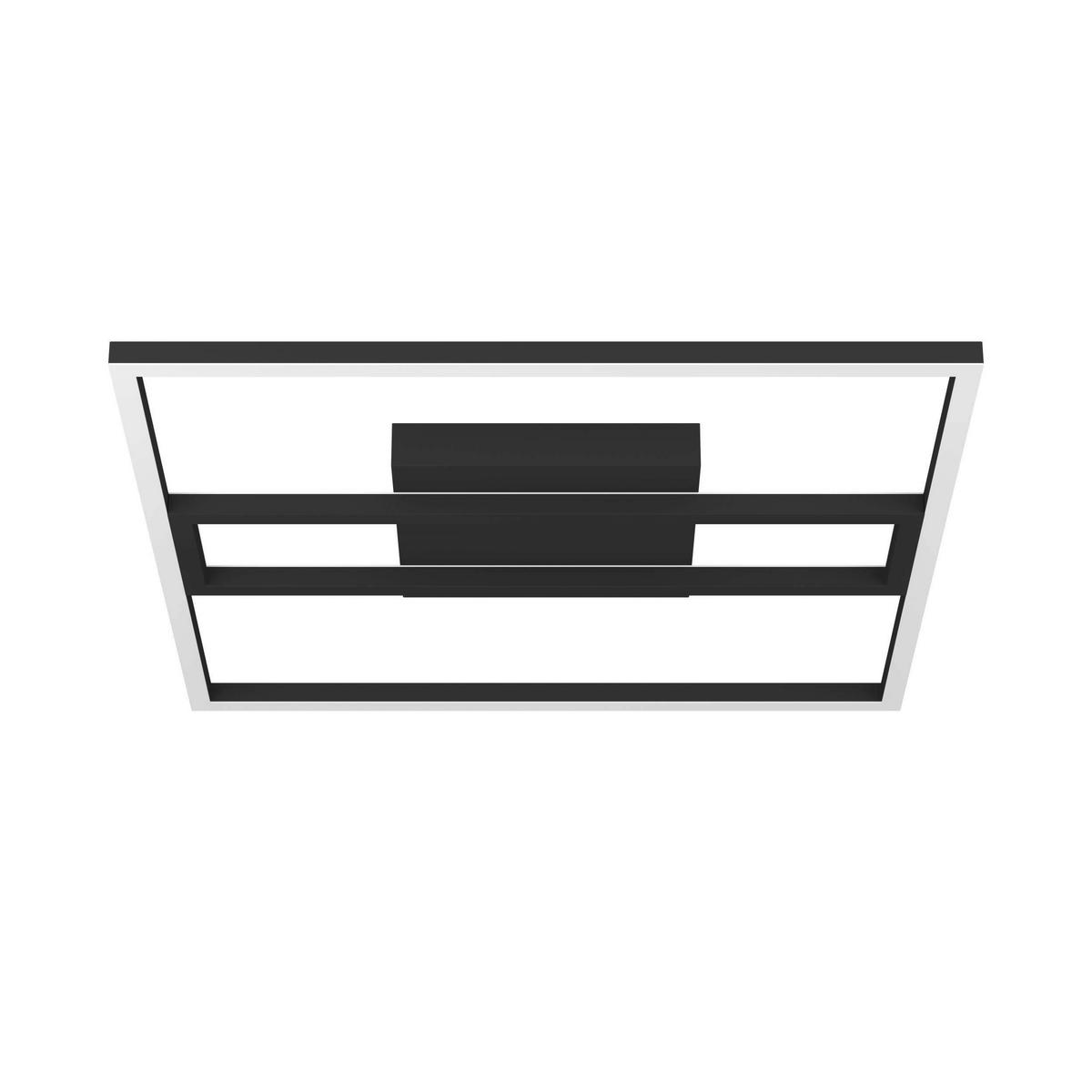 DECKENLEUCHTE 45/45/3,5 cm    - Schwarz/Weiß, Design, Kunststoff/Metall (45/45/3,5cm)