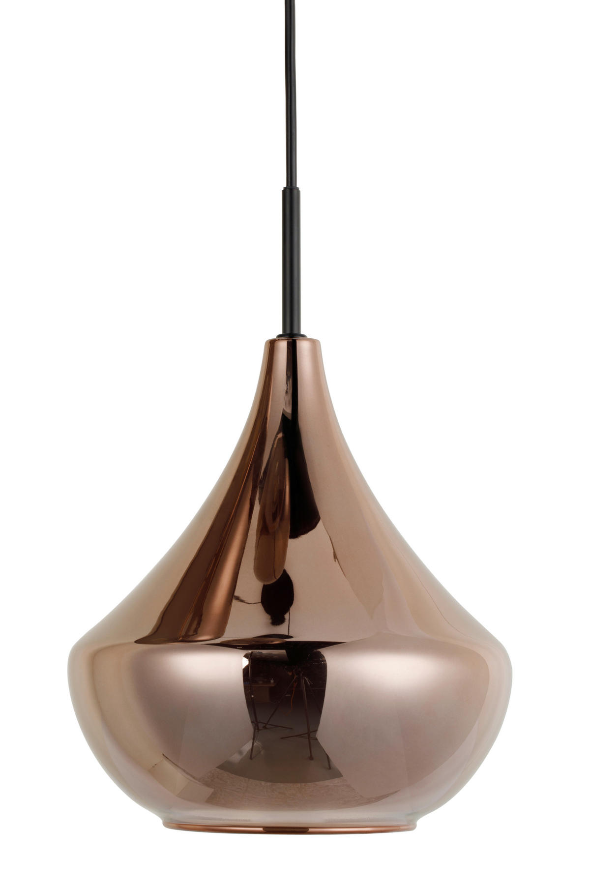 HÄNGELEUCHTE Sinj 48/175 cm  - Roségold/Schwarz, Design, Glas/Metall (48/175cm) - Novel