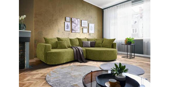 ECKSOFA in Chenille Olivgrün  - Schwarz/Olivgrün, MODERN, Kunststoff/Textil (307/194cm) - Carryhome