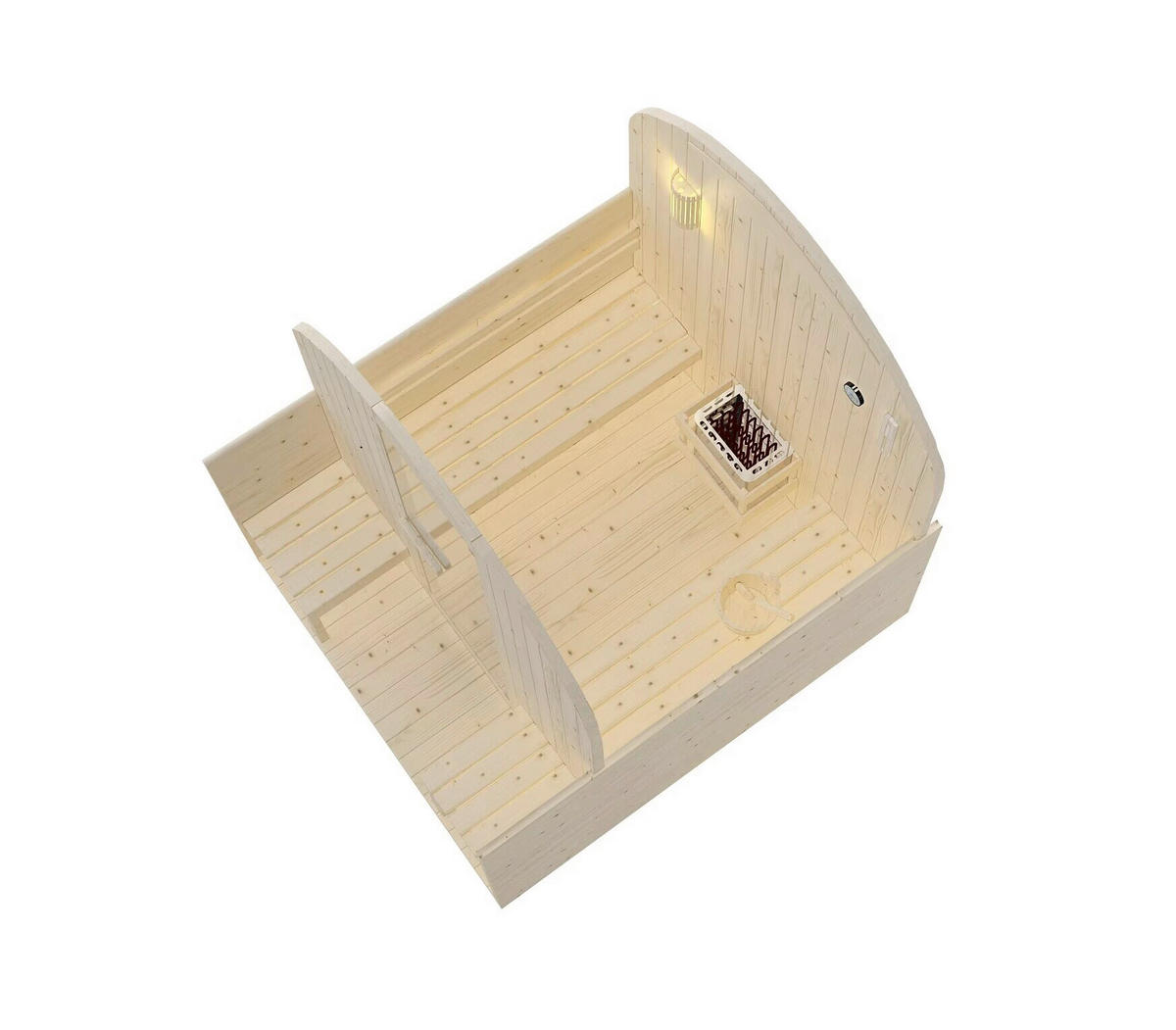 SAUNA für 4 Personen Island  - Naturfarben, KONVENTIONELL, Glas/Holz (220/200/189cm)