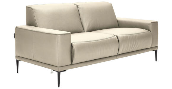 2-SITZER-SOFA  in Echtleder Creme   - Creme/Schwarz, Design, Leder/Metall (180/82/92cm) - Johann Jakob