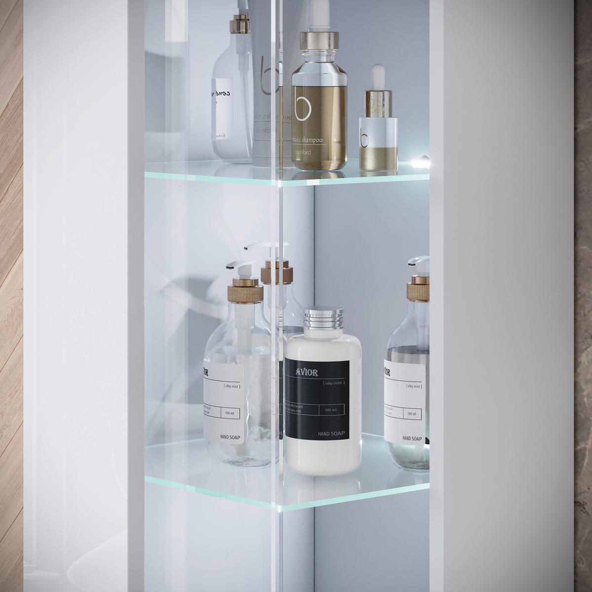 BADEZIMMER 5-teilig  in 120,4 cm  - Weiß Hochglanz/Weiß, Trend, Glas/Keramik (120,4cm) - P & B
