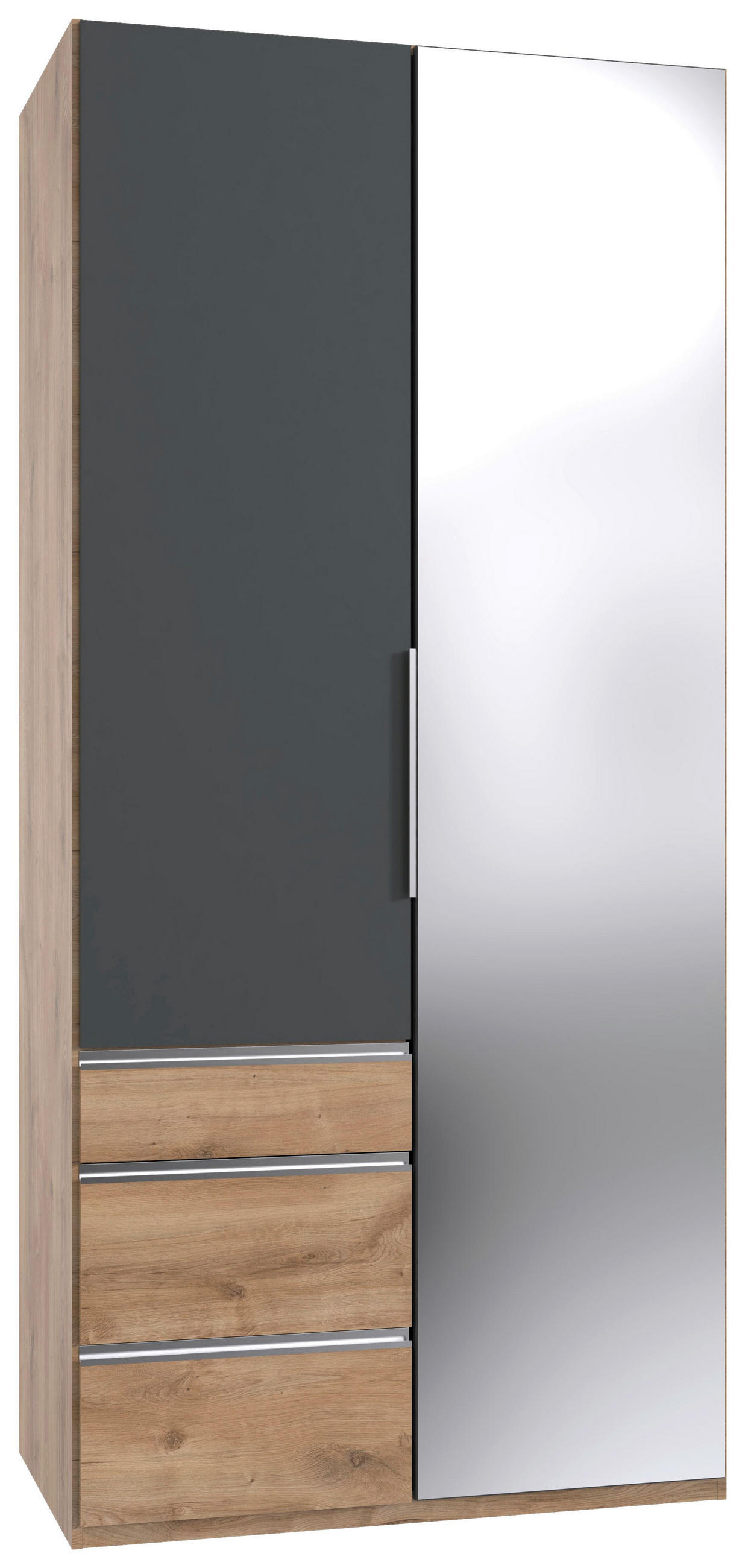 Mid.you Drehtürenschrank Plankeneiche, Graphit 100x216x58 cm