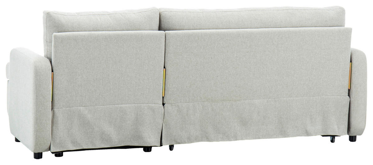 ECKSOFA Leinenoptik Beige  - Beige/Schwarz, Design, Kunststoff/Textil (152,5/225,5cm) - Livetastic