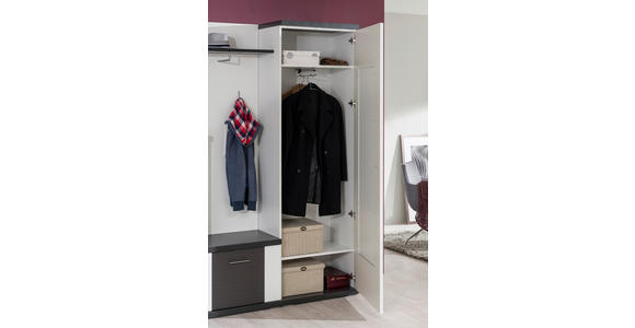 GARDEROBE 195/206,6/41,6 cm  - Graphitfarben/Weiß, Design, Holzwerkstoff (195/206,6/41,6cm) - Xora