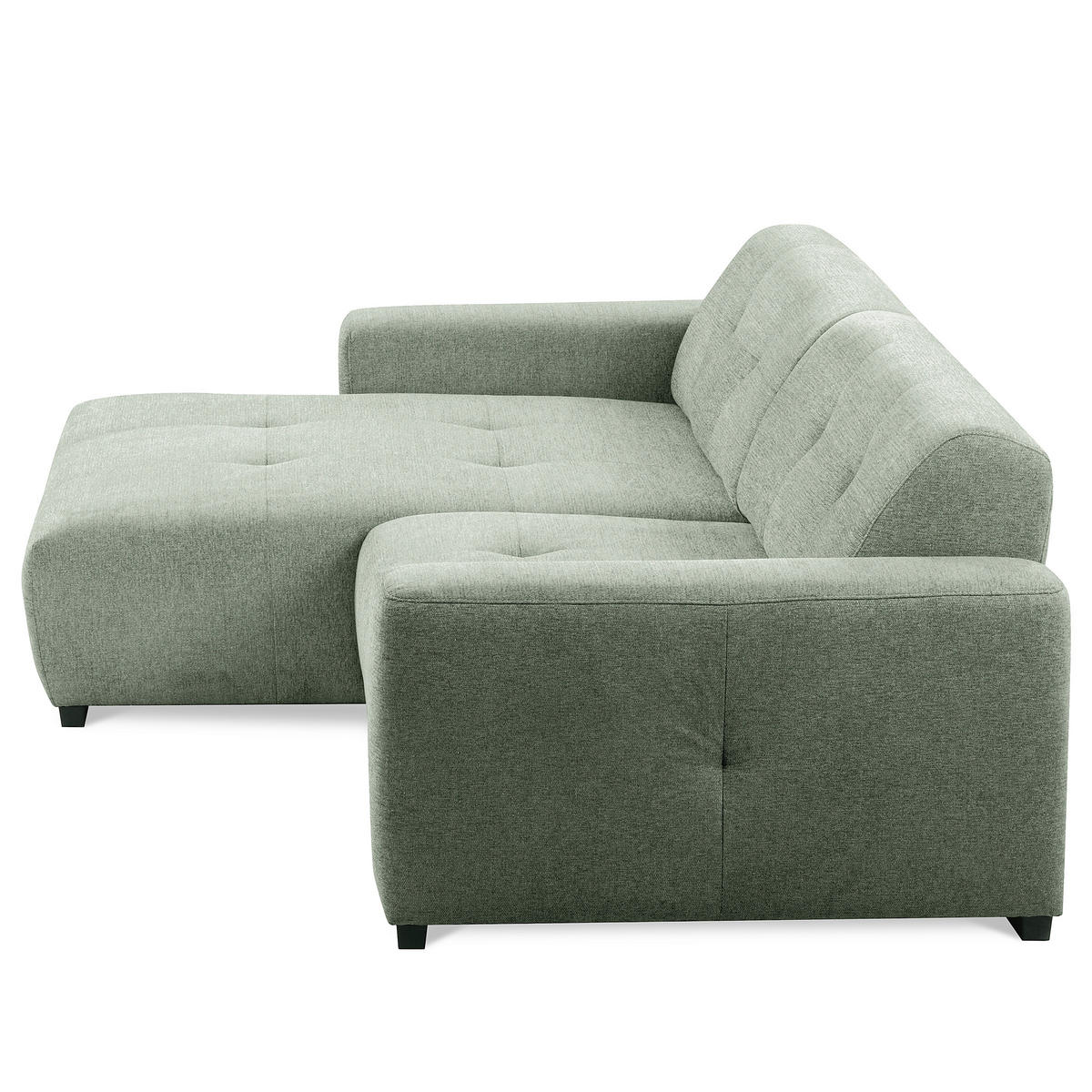 ECKSOFA AUSTIN Salbeigrün Flachgewebe Sitztiefenverstellung  - Salbeigrün/Schwarz, Design, Kunststoff/Textil (169/286cm) - Livetastic
