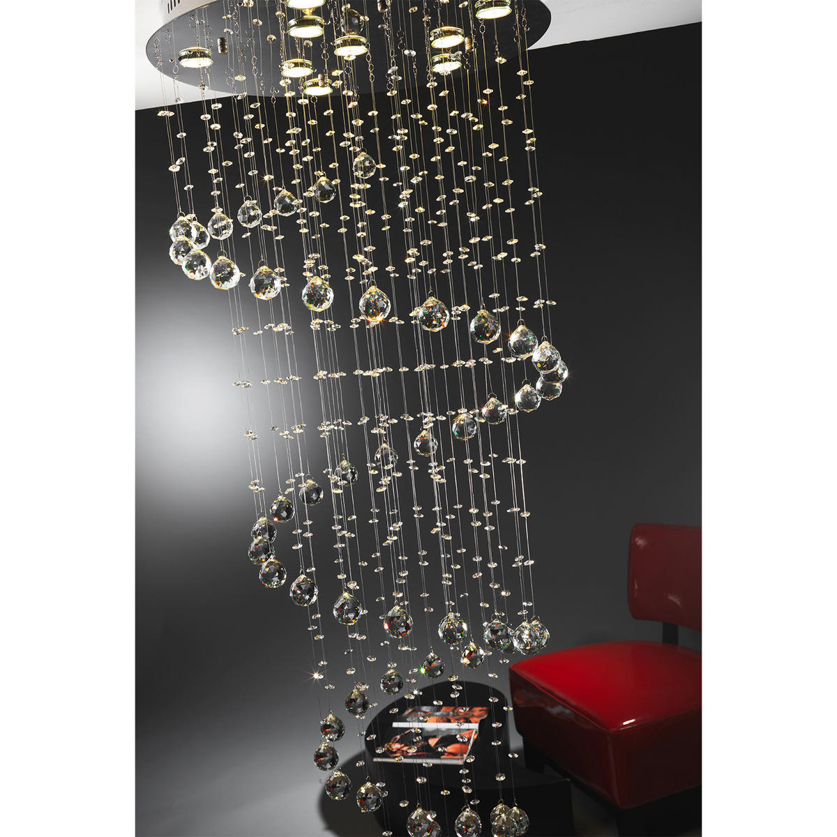 DECKENLEUCHTE 60/60/150 cm   - Chromfarben, KONVENTIONELL, Glas/Metall (60/60/150cm)