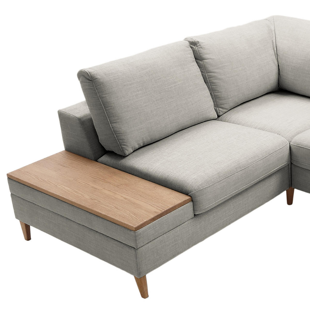 ECKSOFA in Webstoff Grau  - Eschefarben/Grau, MODERN, Holz/Textil (260/90/204cm) - Trendmanufaktur