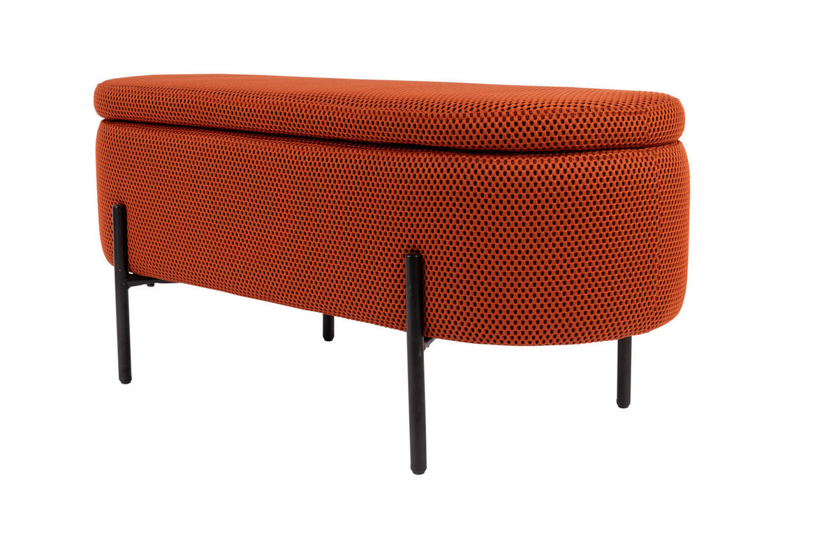 HOCKERBANK in Metall, Textil Schwarz, Dunkelorange  - Dunkelorange/Schwarz, Design, Textil/Metall (95/43/36cm)