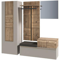 GARDEROBE 4-teilig  in 208/194/42,9 cm  - Taupe/Wildeiche, Design, Glas/Holz (208/194/42,9cm) - Voglauer