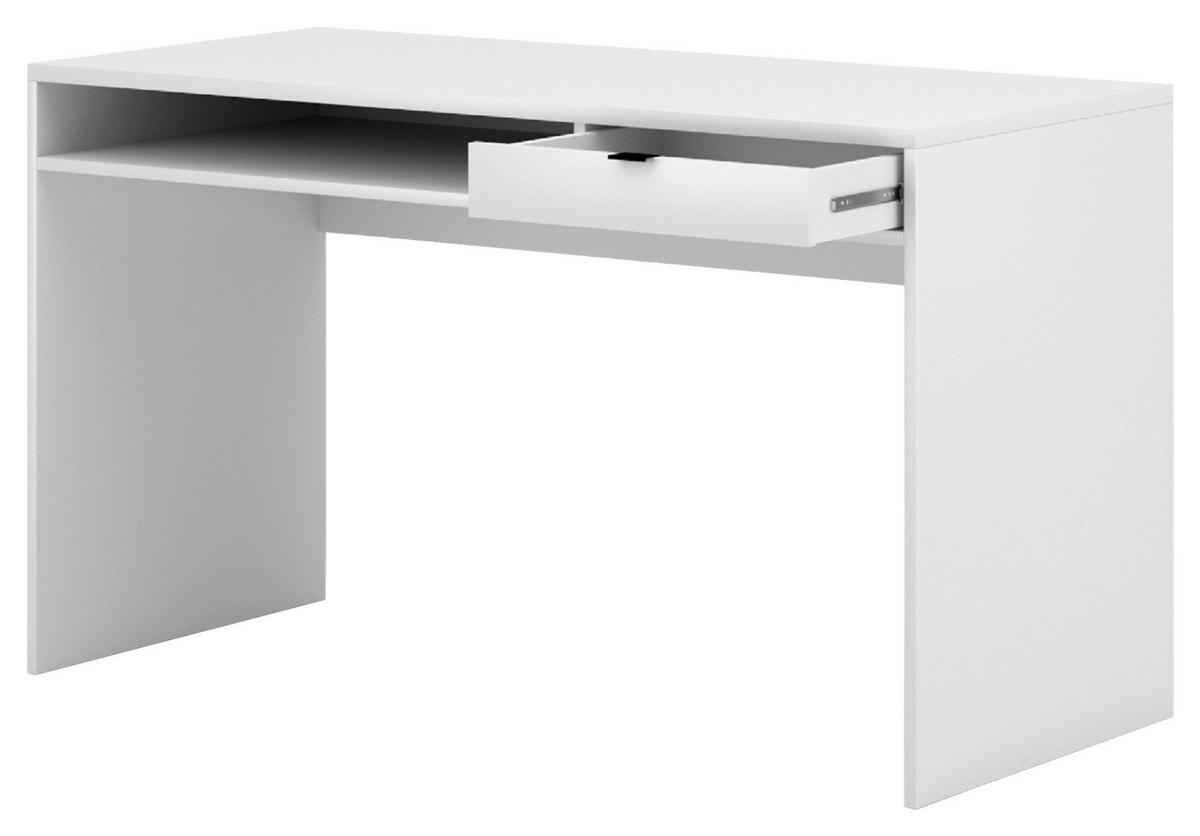 PÍSACÍ STÔL, biela, 130/60/76 cm - čierna/biela, Design, kompozitné drevo/plast (130/60/76cm) - MID.YOU