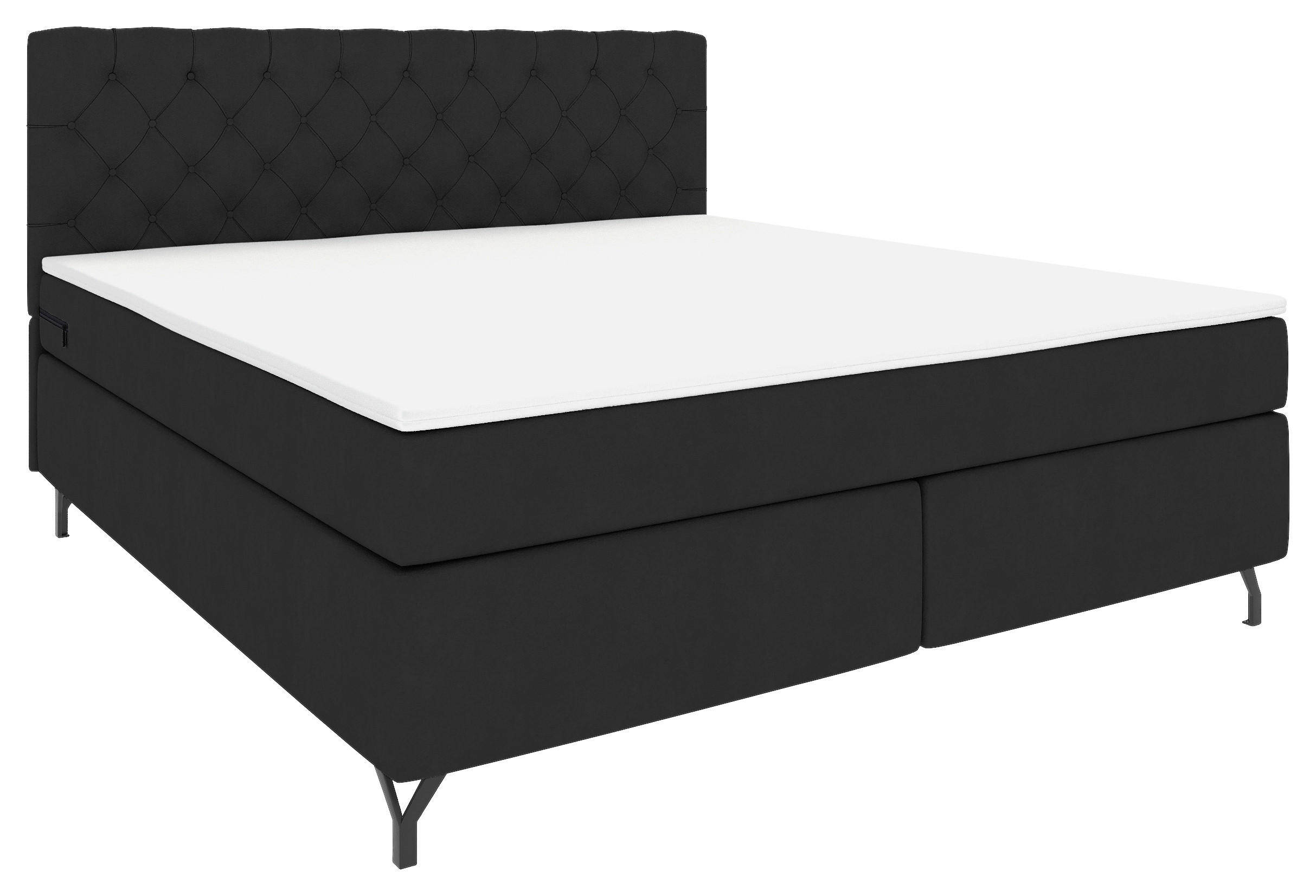 BOXSPRINGBETT 180/200 cm  in Anthrazit  - Anthrazit/Schwarz, KONVENTIONELL, Textil/Metall (180/200cm) - Boxxx